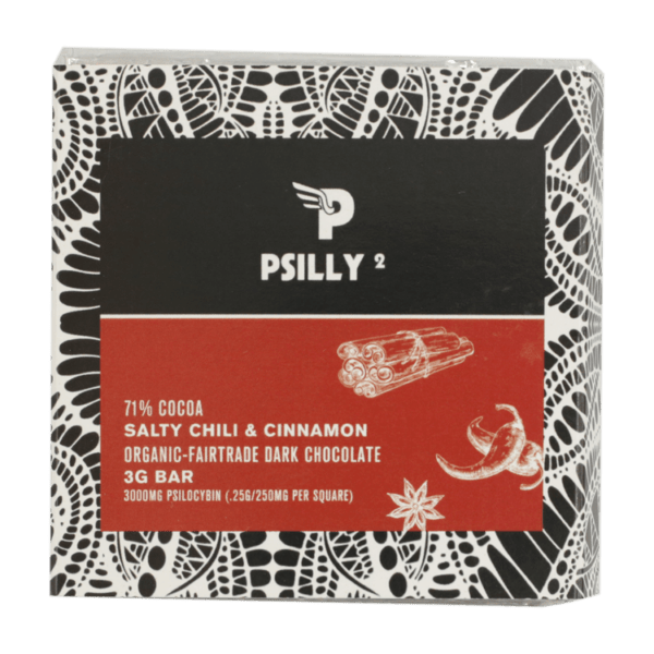 Psilly - Dark Chocolate Bar - Salty Chili & Cinnamon | Schedule35 Canada